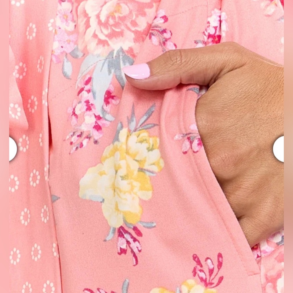 Flora Nikrooz Coral Floral 3 piece Pajama Lounge Set - Picture 12 of 13